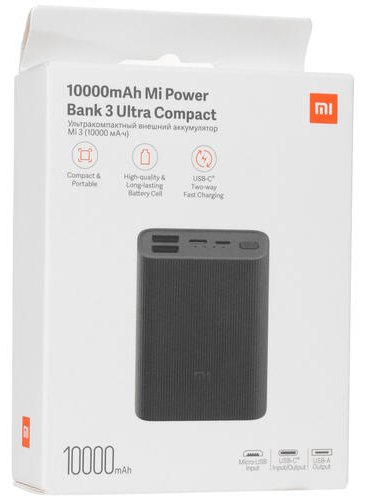 Портативный аккумулятор Xiaomi Mi Power Bank 3 Ultra Compact 10000 mAh черный BHR4412GL